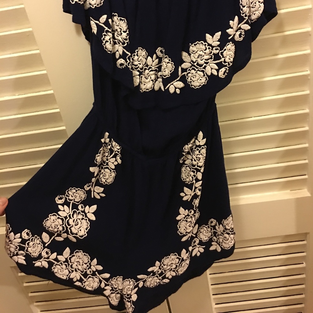 Navy blue floral print Romper